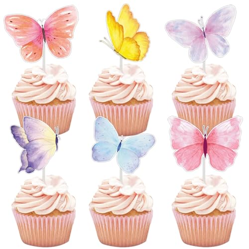 Pangogogo 36Stk Schmetterling Cupcake Toppers, Rosa Gelb Blau Lila tortendeko schmetterling, 6 Stil Schmetterling Muffin Deko für Cake Topper Hochzeit,Geburtstag Party Pangogogo 36Stk Schmetterling Cupcake Toppers, Rosa Gelb Blau Lila tortendeko schmetterling, 6 Stil Schmetterling Muffin Deko für Cake Topper Hochzeit,Geburtstag Party von Pangogogo