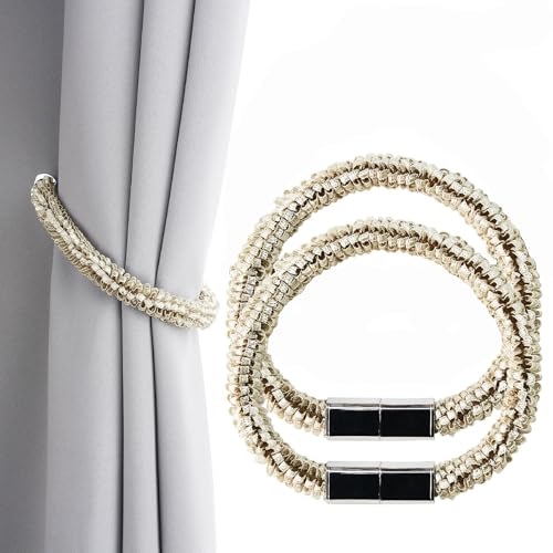 Pangogogo Einfach und Elegant Vorhang Raffhalter | Stark Einfache Montage Raffhalter für Vorhänge | Schöne Deko Raffhalter Magnetisch (2, A-Beige) von Pangogogo