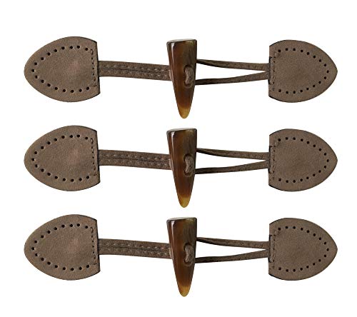Panini Tessuti Knebelknopf, Kunstleder und Wildleder, für Kleidung - Scamosciati Tortora - 3 coppie von Panini Tessuti