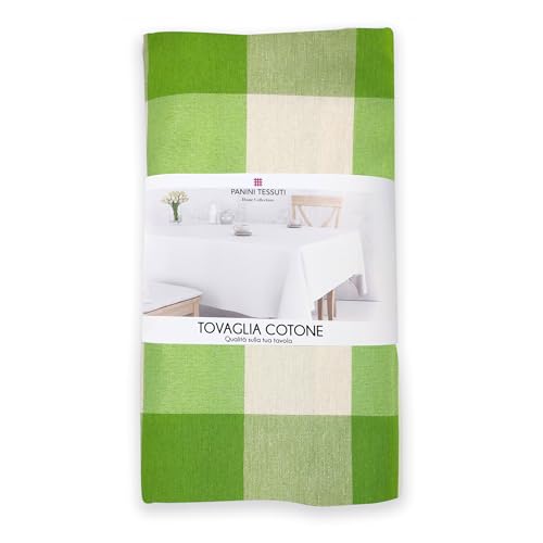 Panini Tessuti Tischdecke mit großen Karos in Grün, Größe 140 x 140 cm, Stoff aus 60 % Baumwolle, 40 % Polyester, ideal für 4 Personen von Panini Tessuti