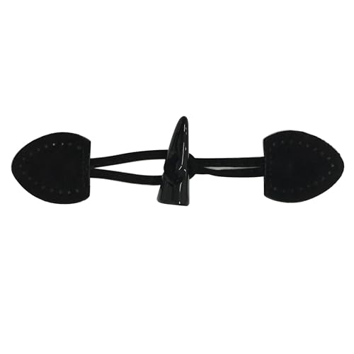 Panini Tessuti Wildleder-Alamari-Knöpfe für Bekleidung und Dufflecoat (2 Stück, Schwarz, Veloursleder, 16 x 5 cm, Knopfleiste, SEWING_BUTTON) von Panini Tessuti