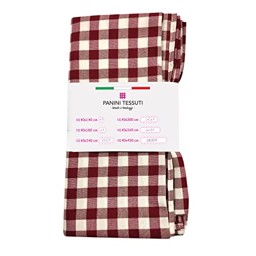 Tischdecke, kariert, Größe 140 x 140 cm, Muster burgunderrot kariert abwaschbar Stoff aus 60% Baumwolle, 40% Polyester, ideal für 4 Personen von Panini Tessuti