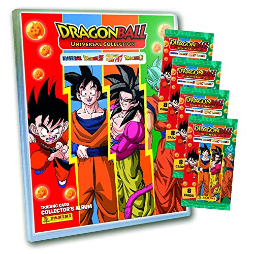 Panini Dragon Ball Karten Serie 2 - Universal Collection Trading Cards - Sammelkarten - 1 Sammelmappe + 4 Booster von Panini