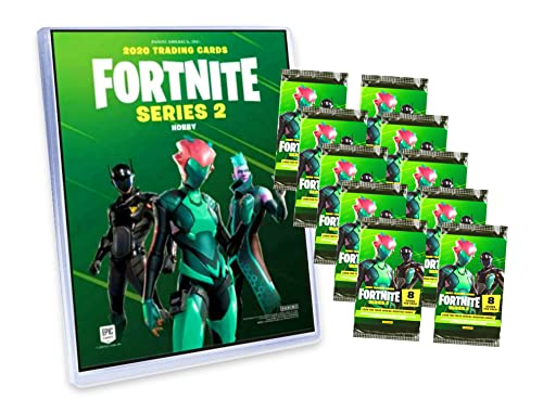 Panini Fortnite Karten Serie 2 Trading Cards - Sammelkarten (1 Mappe + 10 Booster) von Panini