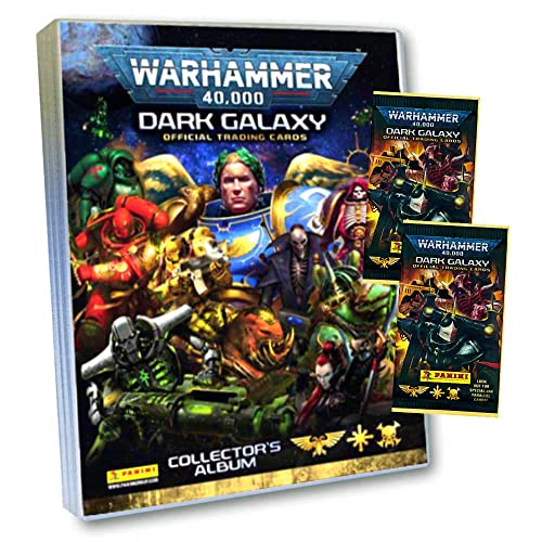 Panini Warhammer 40.000 Dark Galaxy Karten - Sammelkarten Trading Cards (2023) - 1 Mappe + 2 Booster im Bundle mit 10 STRONCARD Hüllen von Panini