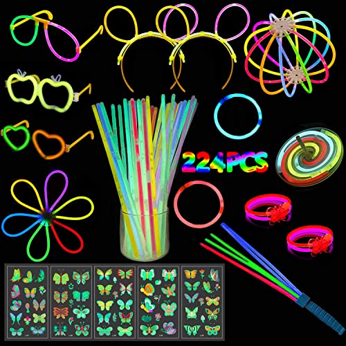 Panngu Knicklichter Party Set, Leuchtstäbe Deko mit Leucht Kindertattoos, Glow Sticks Neon Halloween Partyzubehör für Weihnachten, Silvester Show von Panngu