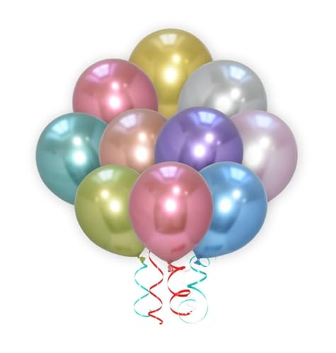 Pannu Design 30,5 cm Chrom-Metallic-Luftballons für Geburtstag, Babyparty und Jahrestag, Party-Dekoration (mehrfarbiger Luftballon, 20 Stück) von Pannu Design.CO.UK Celebrate Everyday