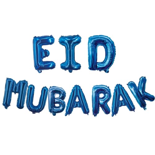 Pannu Design 40,6 cm EID MUBARAK Dekoration – Folienballons Banner – Ramadan-Party – islamische Dekorationen für Zuhause – Multi-Occasion (Blau) von Pannu Design.CO.UK Celebrate Everyday