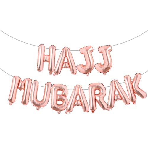 Pannu Design 40,6 cm HAJJ MUBARAK Dekoration – Folienballons Banner Party – islamische Dekorationen für Zuhause – besondere Anlässe (Roségold) von Pannu Design.CO.UK Celebrate Everyday