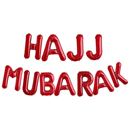 Pannu Design HAJJ MUBARAK Dekoration, Folienballons, Banner, Party, islamische Dekorationen für Zuhause, besondere Anlässe, 40,6 cm, Rot von Pannu Design.CO.UK Celebrate Everyday