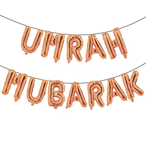 Pannu Design UMRAH MUBARAK Dekoration – Folienballons Banner Party – islamische Dekorationen für Zuhause – besondere Anlässe (Roségold) von Pannu Design