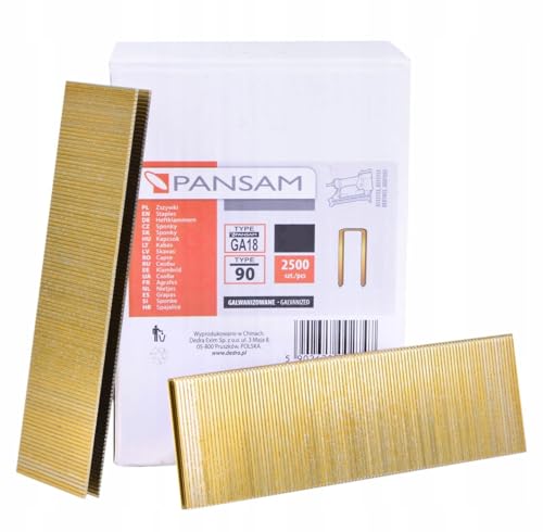 Pansam A536125 Klammern 25 mm für pneumatische Hefter Ga18 Typ 90 (1,25 x 1,00 x 5,7 mm), 2.500 Stück von Pansam