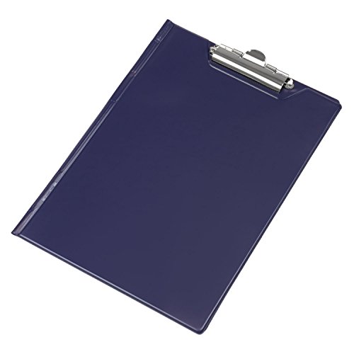 Schreibmappe Klemmbrett mit Schutzklappe Mappe dunkelblau Schreibbrett Schreibblock DIN A4 Metallhalter Clip PVC von PantaPlast