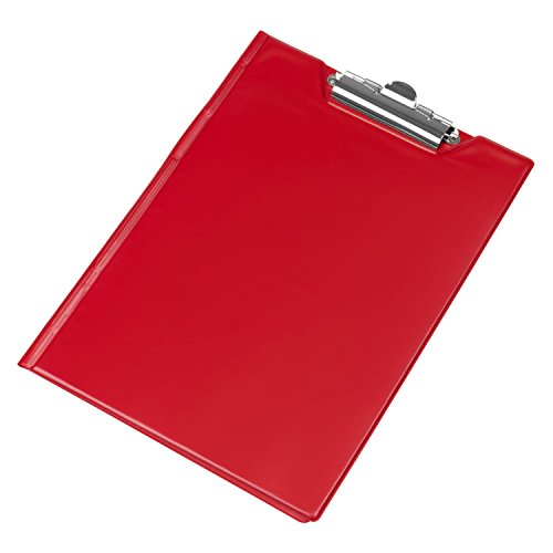 Schreibmappe Klemmbrett mit Schutzklappe Mappe rot Schreibbrett Schreibblock DIN A4 Metallhalter Clip PVC von PantaPlast