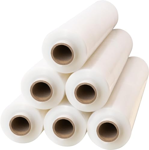 Pantera Pack Stretchfolie Transparent Strechfolienrolle Für Möbel Wickelfolie Handstretchfolie 150m 50cm Folie Verpackungsmaterial Verpackungsfolie auf Rolle Folien Für Umzug (Transparent, 6 Rollen) von Pantera Pack