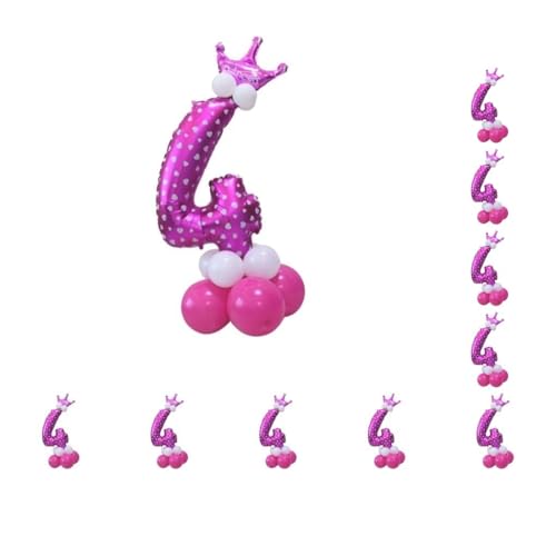 10 Set Alle Zahlen Krone Luftballons Säulen Set Happy Birthday Bogen Girlande Nummer 4, Rosa von Paowsietiviity