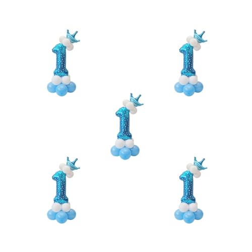 5 Set Alle Zahlen Krone Luftballons Säulen Set Happy Birthday Party Decor Nummer 1, Blau von Paowsietiviity