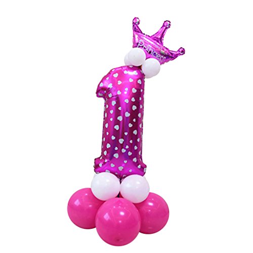 All Numbers Crown Balloons Column Set Happy Birthday Arch Garland Number 1, Pink von Paowsietiviity