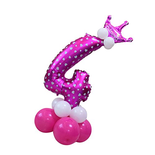 All Numbers Crown Balloons Column Set Happy Birthday Arch Garland Number 4, Pink von Paowsietiviity