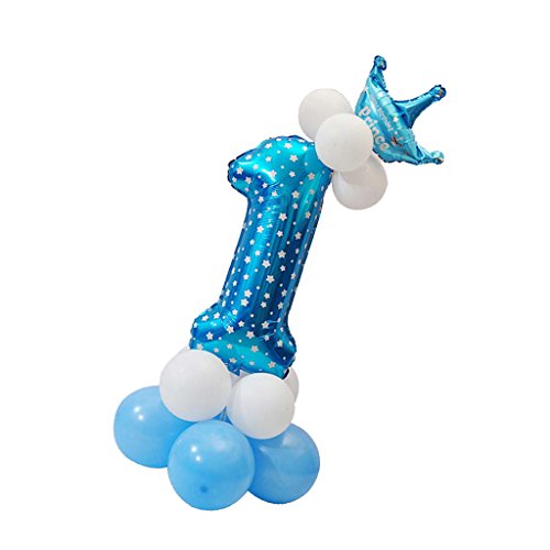 Alle Zahlen Krone Luftballons Säulen Set Happy Birthday Party Decor Nummer 1, blau von Paowsietiviity