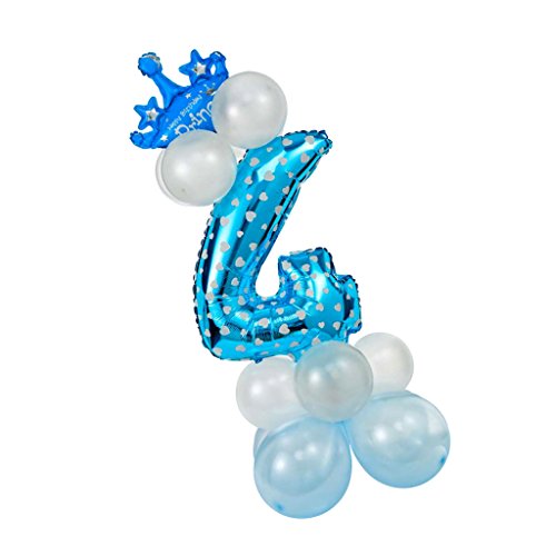 Alle Zahlen Krone Luftballons Säulen Set Happy Birthday Party Decor Nummer 4, blau von Paowsietiviity