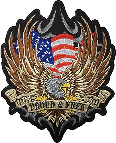 Große Größe: Papapatch Weißkopfseeadler, Falke, USA, US-Flagge, stolz und frei, Biker, Motorrad, Chopper, Jacke, Weste, Kostüm, zum Aufnähen oder Aufbügeln (bügelfrei, groß) von Papapatch