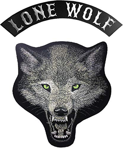 Großes Bündel-Set: Papapatch einsamer Wolfskopf, Fuchs, brüllende Biker-Motorradjacke, Weste, bestickt, zum Aufnähen oder Aufbügeln (Aufbügel-Wolf-Kopf, großes Set) von Papapatch