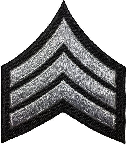 Papapatch Aufnäher, Motiv: Chevrons Sergeant E-5 Streifen, US-Armee-Rank zum Aufnähen auf Armen, Schultern, bestickt, Schwarz und Grau, 1 Stück Papapatch Aufnäher, Motiv: Chevrons Sergeant E-5 Streifen, US-Armee-Rank zum Aufnähen auf Armen, Schultern, bestickt, Schwarz und Grau, 1 Stück von Papapatch