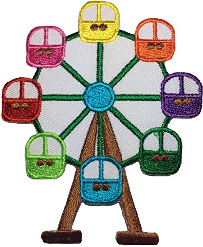 Papapatch Aufnäher mit niedlichem Riesenrad, vollfarbig, zum Aufnähen oder Aufbügeln, bestickt (Eisen-Ferris-Rad) von Papapatch