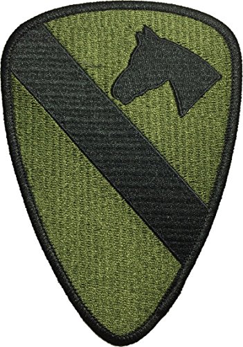Papapatch Aufnäher zum Aufbügeln, Motiv: 1st Cavalry Division United, US Army Army Forces, bestickt, Olivgrün (IRON-1ST-CAVA-OD) von Papapatch