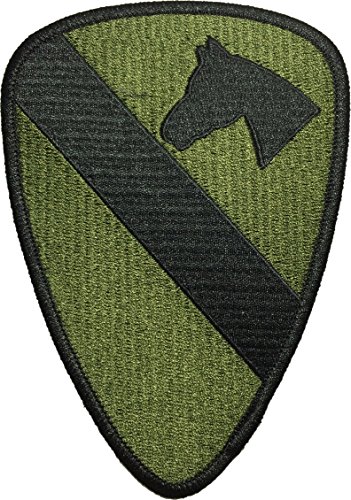 Papapatch Aufnäher zum Aufbügeln, Motiv: 1st Cavalry Division United, US Army Army Forces, bestickt, Olivgrün (IRON-1ST-CAVA-OD) von Papapatch