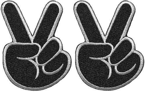 Papapatch IRON-2FINGER-BK-S2 niedliche 2-Finger-Friedens-Siege-Schilder für Kinder, Baby, T-Shirt, Taschen, Jacken, Jeans, Kleidung, bestickt, zum Aufbügeln oder Aufnähen, Schwarz, 2 Stück Papapatch IRON-2FINGER-BK-S2 niedliche 2-Finger-Friedens-Siege-Schilder für Kinder, Baby, T-Shirt, Taschen, Jacken, Jeans, Kleidung, bestickt, zum Aufbügeln oder Aufnähen, Schwarz, 2 Stück von Papapatch