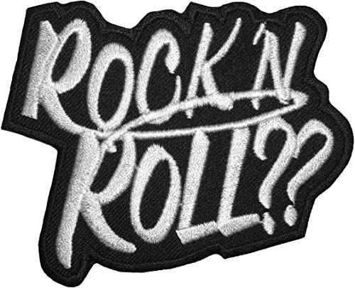 Papapatch Rock N Roll Rock Music Band Logo Gesticktes Abzeichen Zeichen Emblem Kostüm Aufnähen Aufnäher - Schwarz Weiß (Iron Rock-ROLL-BW) von Papapatch