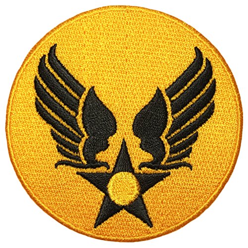Papapatch US Air Force USAF Logo Star Wings Army Militär bestickt Aufnäher Aufbügler - Gelb Schwarz (USAF-WING-YW-BK) von Papapatch
