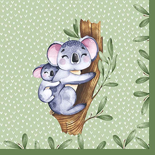 Paper+Design 20 Stück 33 cm Lunchservietten Koalas im tropischen Wald, 3-lagig, gemustert, Papier von Paper+Design