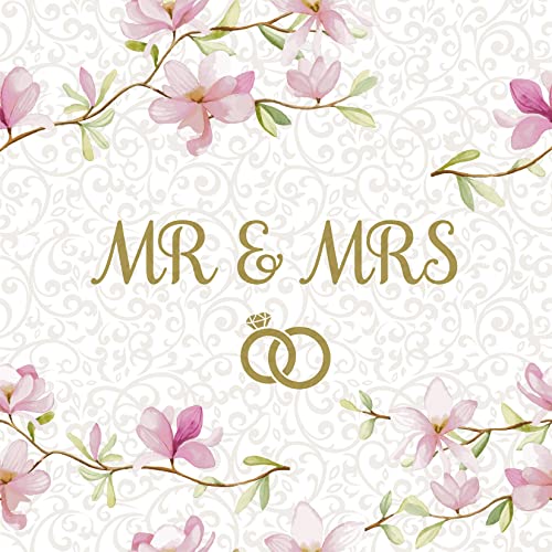 20 Servietten Mr & Mrs um rosa Blüten | Tischdeko | Decoupage | Serviettentechnik 33x33cm von Paper+Design