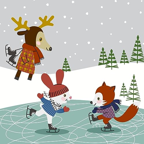 20 Servietten Weihnachten Tiere beim Eislaufen als Tischdeko. Papierservietten mit Motiv. Auch für Decoupage und Serviettentechnik 33x33cm 20 Servietten Weihnachten Tiere beim Eislaufen als Tischdeko. Papierservietten mit Motiv. Auch für Decoupage und Serviettentechnik 33x33cm von Paper+Design