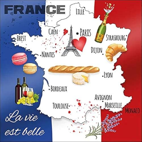 20 Servietten eine Reise durch Frankreich 33 x 33cm von Paper+Design