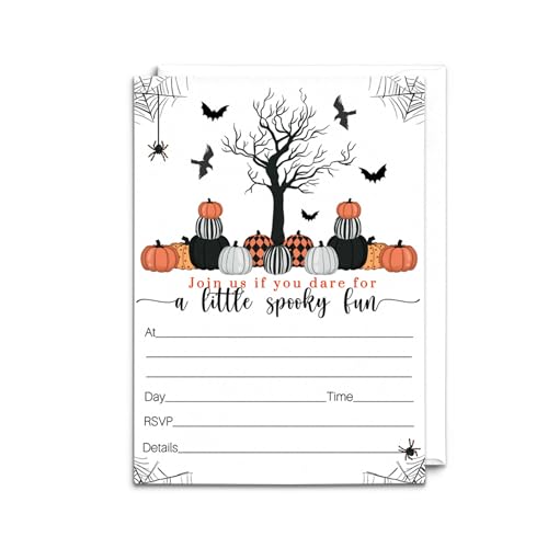 Bewitched Halloween Einladungen mit Umschlägen – 25 Gäste – Blanko-Einladungen für Kürbisgeburtstag, gruselige Babyparty, Kostümpartys, Erwachsene – Ausfüllbare Halloween-Party-Einladungen, Kinder-Set Bewitched Halloween Einladungen mit Umschlägen – 25 Gäste – Blanko-Einladungen für Kürbisgeburtstag, gruselige Babyparty, Kostümpartys, Erwachsene – Ausfüllbare Halloween-Party-Einladungen, Kinder-Set von Paper Clever Party