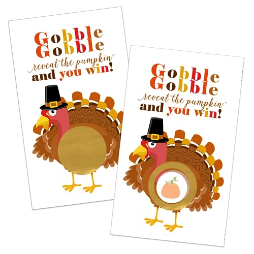 Truthahn Rubbelkarten, Thanksgiving-Partyspiele für Erwachsene, Familienessen, Freunde, Kratzkarten, Kürbis-Ideen, 30 Stück von Paper Clever Party