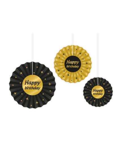 PD-Party - Happy Birthday Papierfächer für Geburtstag - Deko Geburtstag - Happy Birthday Dekoration - Schwarz Gold Deko - Party Deko - Geburtstag Junge & Mädchen - Fächer Geburtstag - 3 Stück PD-Party - Happy Birthday Papierfächer für Geburtstag - Deko Geburtstag - Happy Birthday Dekoration - Schwarz Gold Deko - Party Deko - Geburtstag Junge & Mädchen - Fächer Geburtstag - 3 Stück von PD-Party
