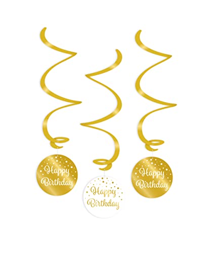 PD-Party 7023112 Swirl Dekoration | Elegant Stil | Hängende Dekoration - Happy Birthday, Gold/Weiß, 14cm Länge x 14cm Breite x 70cm Höhe PD-Party 7023112 Swirl Dekoration | Elegant Stil | Hängende Dekoration - Happy Birthday, Gold/Weiß, 14cm Länge x 14cm Breite x 70cm Höhe von PD-Party
