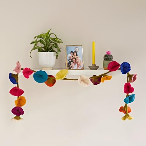 Paper High Handcrafted Felt Flower Garland | 160cm Long with 20 Flowers | Hand Felted Hanging Decoration | Garden Garlands and Bunting Alternative | Mantelpiece Display (Multicoloured) von Paper High