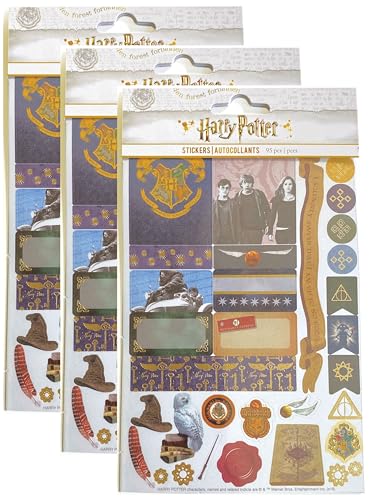 Paper House Productions Harry Potter Planer Aufkleber Drei Packungen mit 4 Aufkleberbögen für Planer, Journaling und Basteln - Hogwarts-Kollektion von Paper House Productions