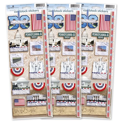 Paper House Productions Washington DC Cardstock Stickerbogen 3er-Pack für Bastelarbeiten, Scrapbooking & Sammeln von Paper House Productions