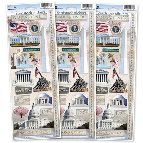 Paper House Productions Washington DC Monuments Cardstock Sticker Sheet 3-Pack for Crafts, Scrapbooking & Collecting von Paper House Productions