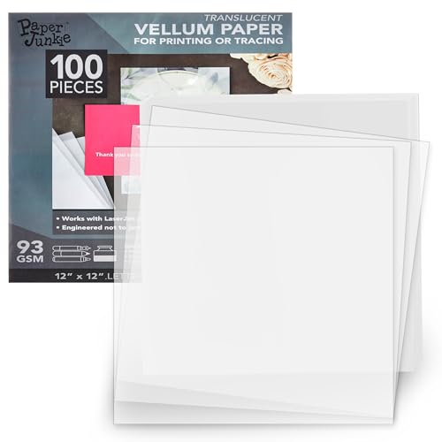 100 Blatt Transparentpapier, transparentes Bastelpapier, Pergamentpapier, Pauspapier, 30,5 x 30,5 cm von Paper Junkie