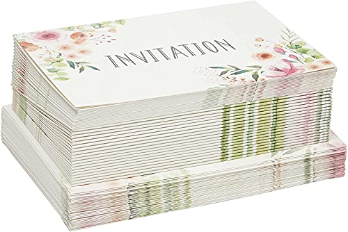 36 Einladungskarten Invitation mit Umschlägen, Aquarell-Blumenmuster, DIN A6 von Paper Junkie