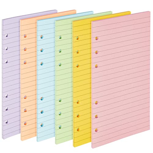 Liniertes Binderpapier, A5, 6 Locher (6 Farben, 240 Blatt) von Paper Junkie