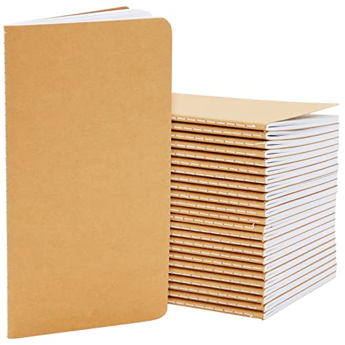 Paper Junkie Notizhefte mit Kraftpapier-Cover (Set, 24 Stück) - Liniert, Leicht und Handlich - Ideal als Reisetagebuch, für Skizzen, Kreatives Schreiben - 40 Blatt, Braun, 10,9 cm x 20,8 cm von Paper Junkie